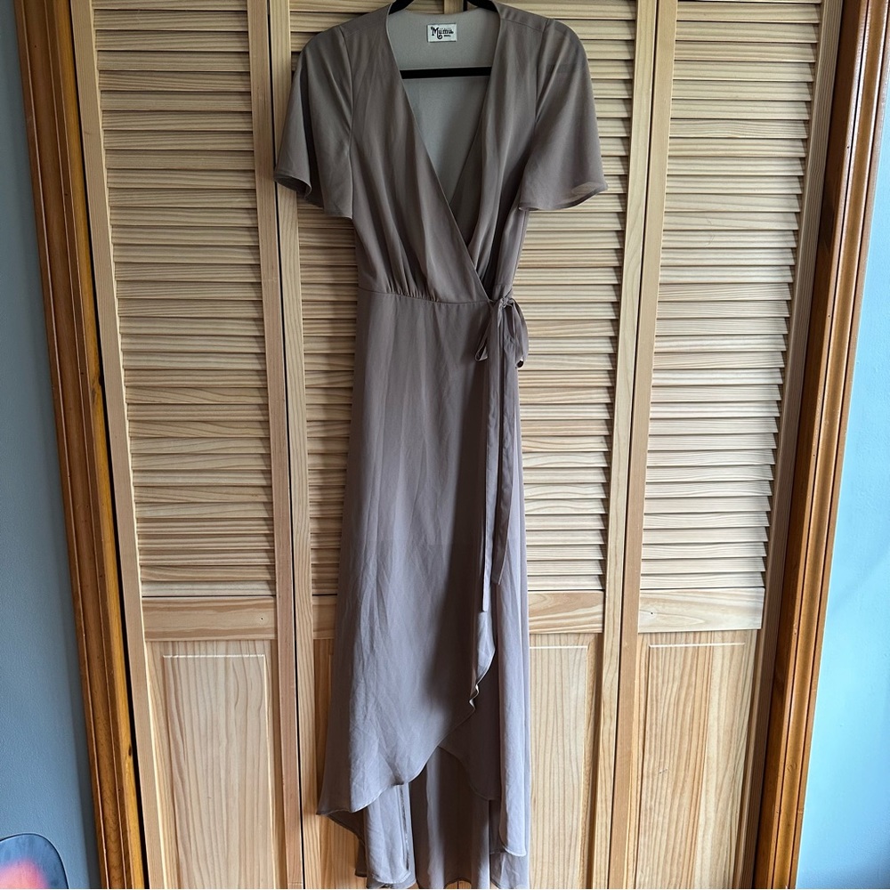 Reposh Show Me Your Mumu Sophia High Low Wrap Dress Tan